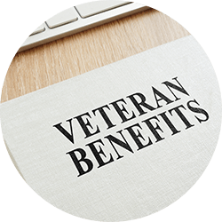 A close-up of a laptop screen showcasing veteran benefits